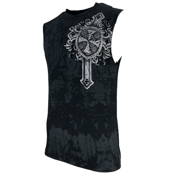 Xtreme Couture By Affliction Men's Muscle T-shirt Tank Top Ragged Faith - Picture 4 of 11